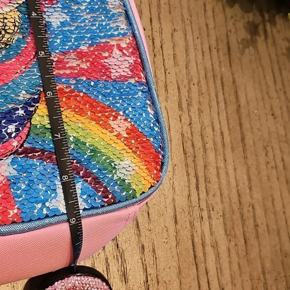 Colorful Unicorn Sequin Lunch Bag And Pencil Holder NWOT
